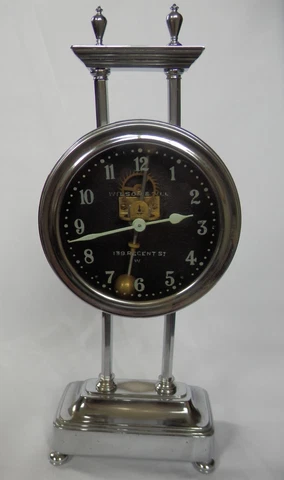 Rare Antique English Chrome plated Gravity Clock by Watson Clock Co Cover