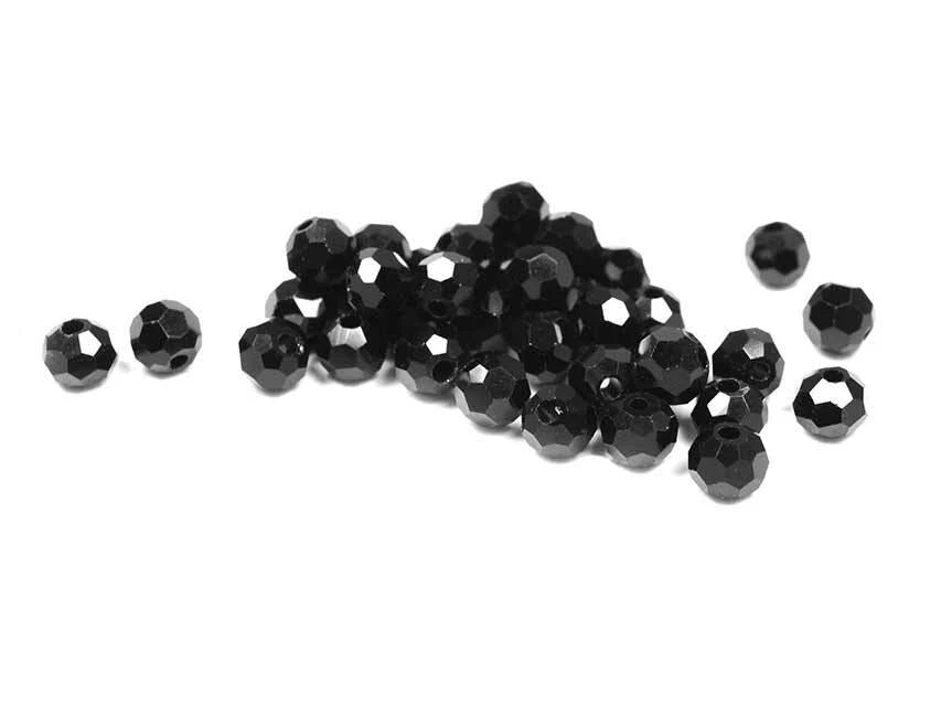 facettierte Glasschliffperlen 4 mm in schwarz 50 Stück von Vintageparts DIY - Bild 1 von 1