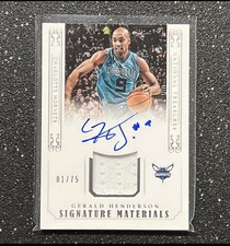 Gerald Henderson 2015 National Treasures GAME WORN Auto/Jersey card #’d 01/75