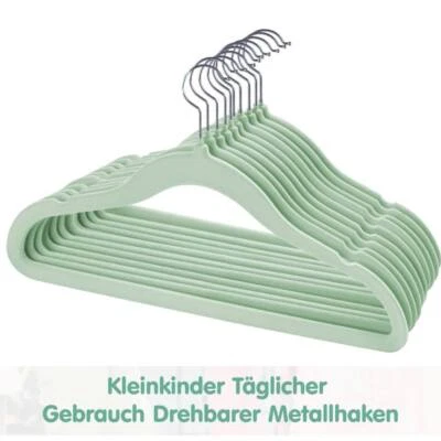 10-100 Baby Bügel Grün Kinderkleiderbügel Samt Kleiderbügel Kinder Anti Rutsch - Bild 1 von 4