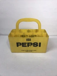 VINTAGE PEPSI COLA CARRIER 8 PACK BOTTLES YELLOW PLASTIC HOLDER - Picture 1 of 11