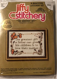 Vtg Greatest Gift Father Can Give Children Mother Kit 373 Jiffy Stitchery 5 x 7 - Picture 1 of 4