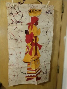 Vintage African Batik Cloth Painting Textiles Signed - Picture 1 of 6