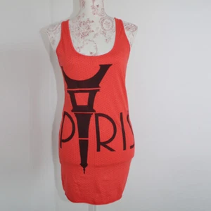 Topshop Sleeveless Top Long Tee Vest Spotted Cami Tank Summer Holiday Beach UK 8 - Picture 1 of 3
