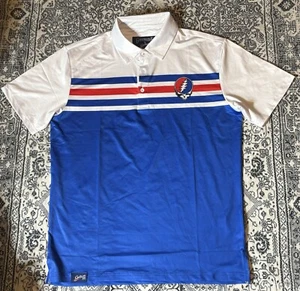Grateful Dead Section 119 Shirt Mens S Small Blue Striped Steal Your Face Polo - Picture 1 of 7