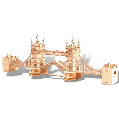 3D Wooden Puzzles London Tower Bridge Model Kit Led Light DIY Games Gift - Image 1 of 4