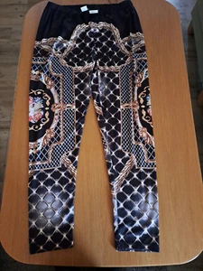 Damen Hose Leggings Gummizug Schlupfhose schwarz-gemustert Größe 48 - NEU - Bild 1 von 6