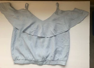 Elodie Damen Baby Blau Cold Shoulder Top Größe Small Rüschen Boho Bluse - Bild 1 von 8