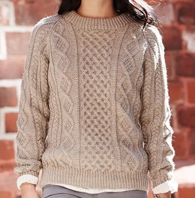 (L4) KNITTING PATTERN - LADIES CABLE SWEATER/ JUMPER IN ARAN BUST 28" - 62" - Image 1 of 2