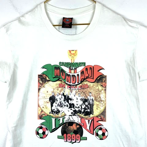 Vintage Italy Campionate Mondali Di Calcio 1899 T-shirt Large Soccer World Cup Cover