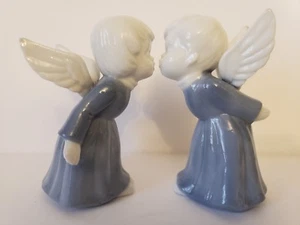 Par De Ángeles Lefton De Colección en Azul 00402 - Hermoso Estado - Imagen 1 de 5