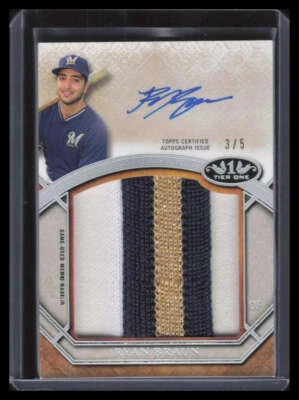 2015 Topps Tier One Prodigious Patches Autograph Ryan Braun Jumbo Patch Auto 3/5 - Image 1 of 2