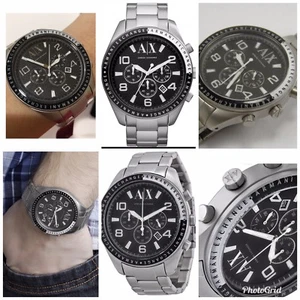 Armani Exchange Mens Black Silver Chronograph Sports Watch AX1254 - Picture 1 of 5