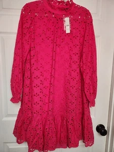 J.Crew Mujer 2XL Mini Vestido Fuscia Rosa Ojales Barbie Hada Caprichoso Colorido - Imagen 1 de 8