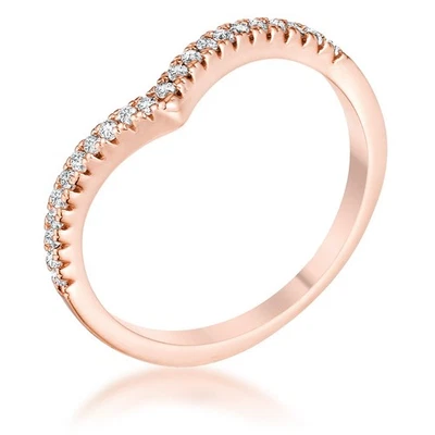 Rose Gold Plated Geometric V Chevron Ring Guard Minimalist Stack Ring .925 SZ 9 - Image 1 of 4