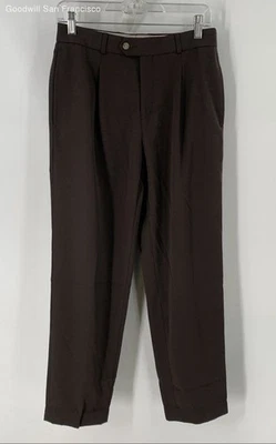 Pantalones de vestir clásicos de pierna recta con bolsillos delanteros planos marrón Lacoste talla 38 Foto 1 de 4