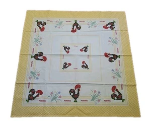Portugal Rooster 100% Cotton Tablecloth Farmhouse Yellow Red Green 45.5"x45.5" - Picture 1 of 5