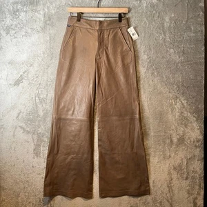 Citizens Of Humanity Beverly Lamb Leather Slouch Boot Pants Taupe New *flawed 24 - Picture 1 of 12