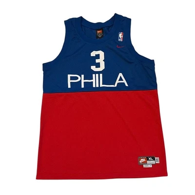 Camiseta deportiva de baloncesto Philadelphia 76ers Allen Iverson #3 juvenil XL azul rojo +2 Nike Foto 1 de 4