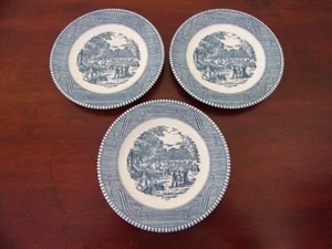Vintage Currier & Ives Set Of Three Bread Plates (Imperfect) - Picture 1 of 5