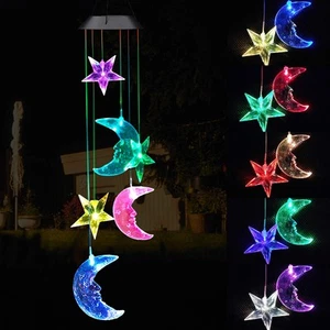 Solar Power Stars and Moon LED Wind Chimes Outdoor Decor, Waterproof Mobile C... - Picture 1 of 7