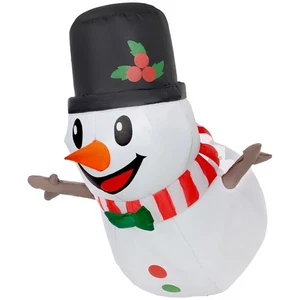 Outsunny 3FT Inflatable Snowman in Window LED Xmas Blow Up Outdoor Yard Decor - Picture 1 of 11
