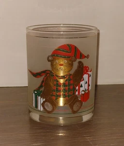 Culver 22K Goldrand Weihnachtsbär Getränk Glas Becher Spielzeug mattiert Weihnachten - Bild 1 von 7