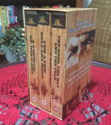VHS CLINT EASTWOOD THE SPAGHETTI WESTERN COLLECTION 3 MOVIES BOX SET - Image 1 of 4