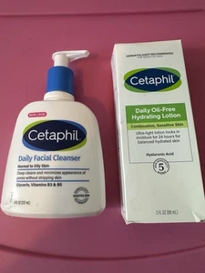 Cetaphil Daily Facial Cleanser 8 Oz Daily OilFree Hydrating Lotion 3 Oz NEW - Picture 1 of 2