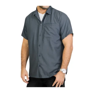 LA LEELA Beach Hawaiian Shirt Solid Gray Tropical Beach Shirt Men's Size 4XL - Picture 1 of 4