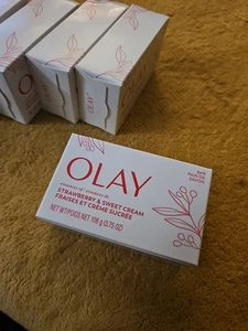 Olay Bar Seife Essenzen Erdbeere & Süße Creme Menge (5) Versiegelt Neu - Bild 1 von 4