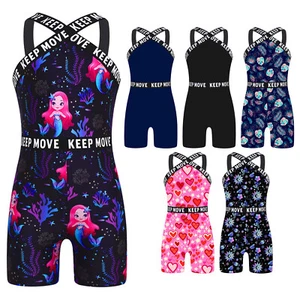 Girls Bathing Suits Pool Swimsuit Colorful Print Jumpsuit Beach Beachwear Kids - Picture 1 of 64