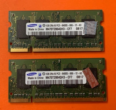 🔴MEMORIA RAM ORDENADOR SAMSUNG 2GB (2X1GB) 2Rx16 PC2-6400S M470T2864QH3-CF7 Foto 1 de 2