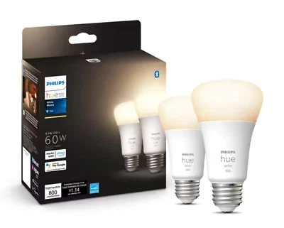 Philips Hue White A19 Bluetooth Smart LED Bulb 60W (2-Pack) 571273 - White - Image 1 of 4