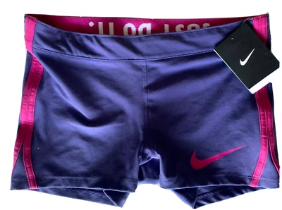 NEW NIKE [S] Women's DRI-FIT Training/Yoga/Gym Shorts-Purple 575859-422 - Image 1 of 3