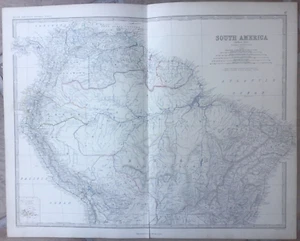 1861 Double-Page Antique Map - "SOUTH AMERICA" - Northern Sheet - Keith Johnston - Picture 1 of 5