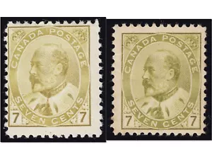 Canada Scott 92 & 92b olive bister and greenish bister mint HR OG Lot AB9001 bhm - Bild 1 von 5