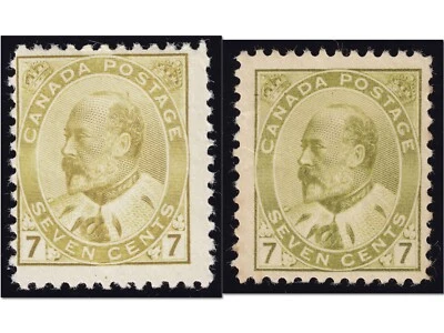 Canada Scott 92 & 92b olive bister and greenish bister Mint HR OG Lot AB9001 bhm - Image 1 of 4