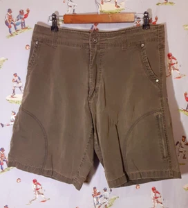 🌄 Kuhl Vintage Patina Dye Mens Cargo Hiking Shorts Size 34x10 Brown Zip Pockets - Picture 1 of 10