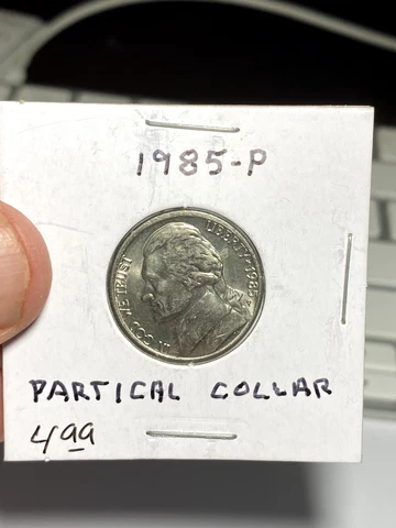 1985 P United States 5 Cent Partical Collar Error Coin Cover