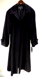10B NWT Gallery All Seasons Coat Belted Black Woman 20W Moss Microfiber Trench - Picture 1 of 11