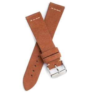 18mm 20mm 22mm Quick Release Suede Leather Watch Band Strap - Brown - Picture 1 of 6
