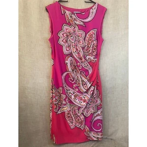 Vestido Vaina Sandra Darren Estampado Cachemira Sin Mangas Rosa Acanalado Talla 12 - Imagen 1 de 6