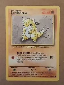 Pokemon Sandshrew 62/102 Base Set Unlimited NM See Pictures - Picture 1 of 2
