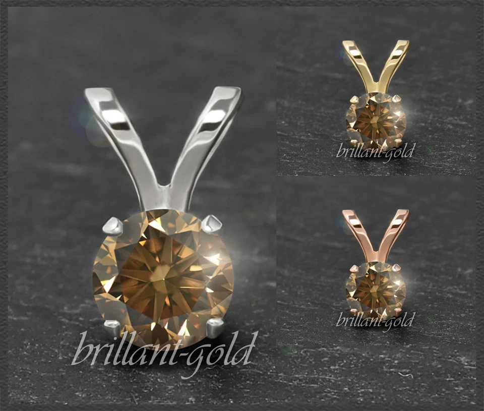Diamant 585 Gold Anhänger, Cognac Champagner Brillanten 3-5mm/ 0,10-0,50ct - Bild 1 von 4