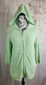 J Jill Damen Stretch Strick Reißverschluss vorne 3/4 Arm Kapuzen Pullover Gr. L bb01 - Bild 1 von 8