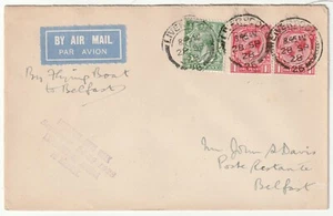 1928 LIVERPOOL TO BELFAST BY FLYING BOAT CIVIC WEEK JOHN DAVIS FLIGHT COVER - Foto 1 di 3