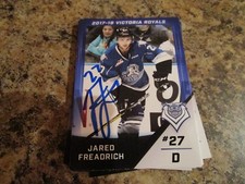2017-18 VICTORIA ROYALS JARED FREADRICH AUTOGRAPHED WHL PLAYER CARD