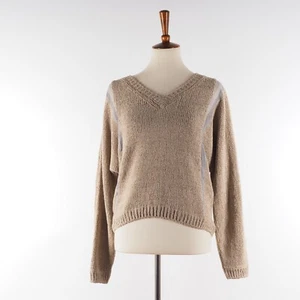 Fabiana Filippi Women's Beige Knit Sheer Trim Relaxed Sweater Size XS - Picture 1 of 10