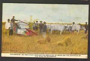 1909 ungebrauchte Postkarte Werbung Internationale Erntemaschine Ernte in Rumänien - Bild 1 von 2